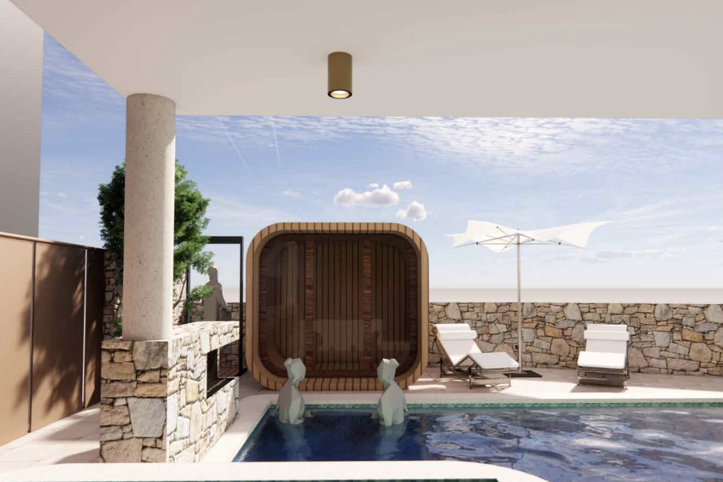 Ascot Residence pool cabana and outdoor kitchen